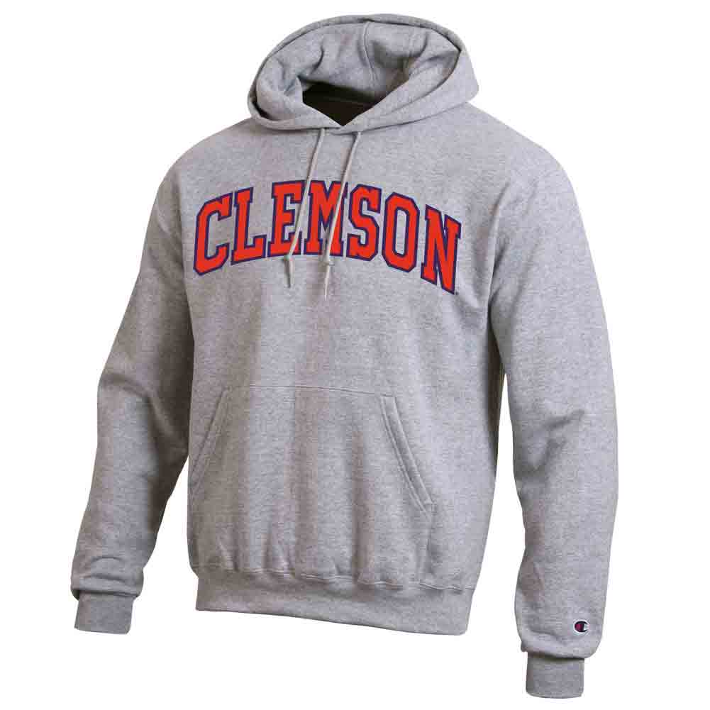 Clemson Champion Powerblend Hood - LT GREY