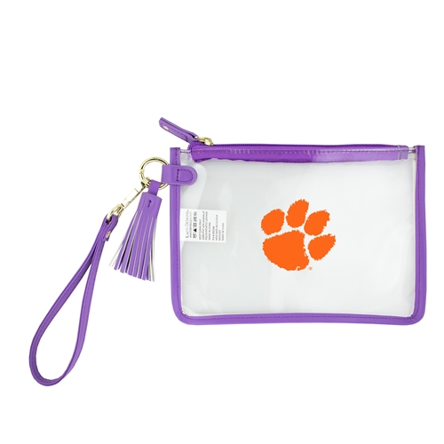 Clemson Clear and Purple Wristlet  - PURPLE