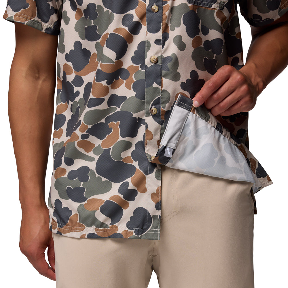 Clemson Columbia Super Slick Tide Camp Shirt - OLIVE