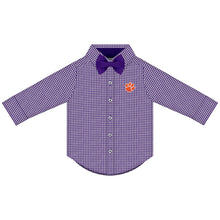Clemson Infant and Toddler Long Sleeve Gingham Dress Shirt With Bowtie