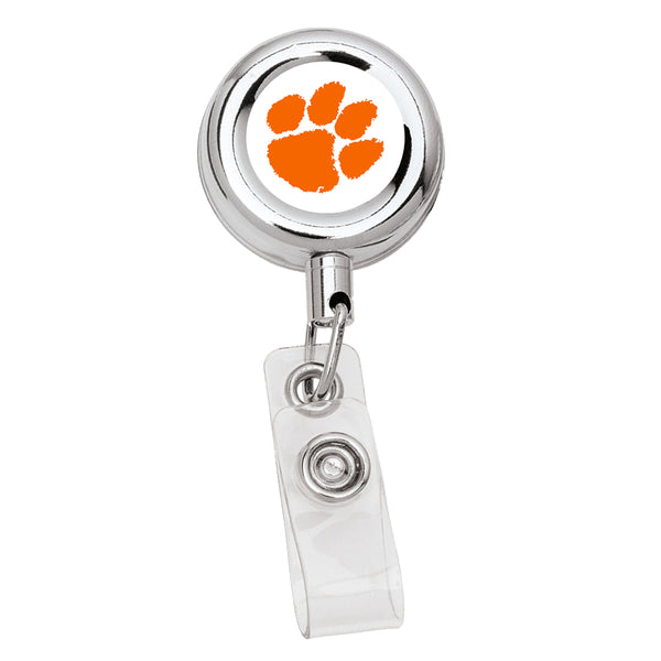 Clemson Metal Retractable Badge Reel