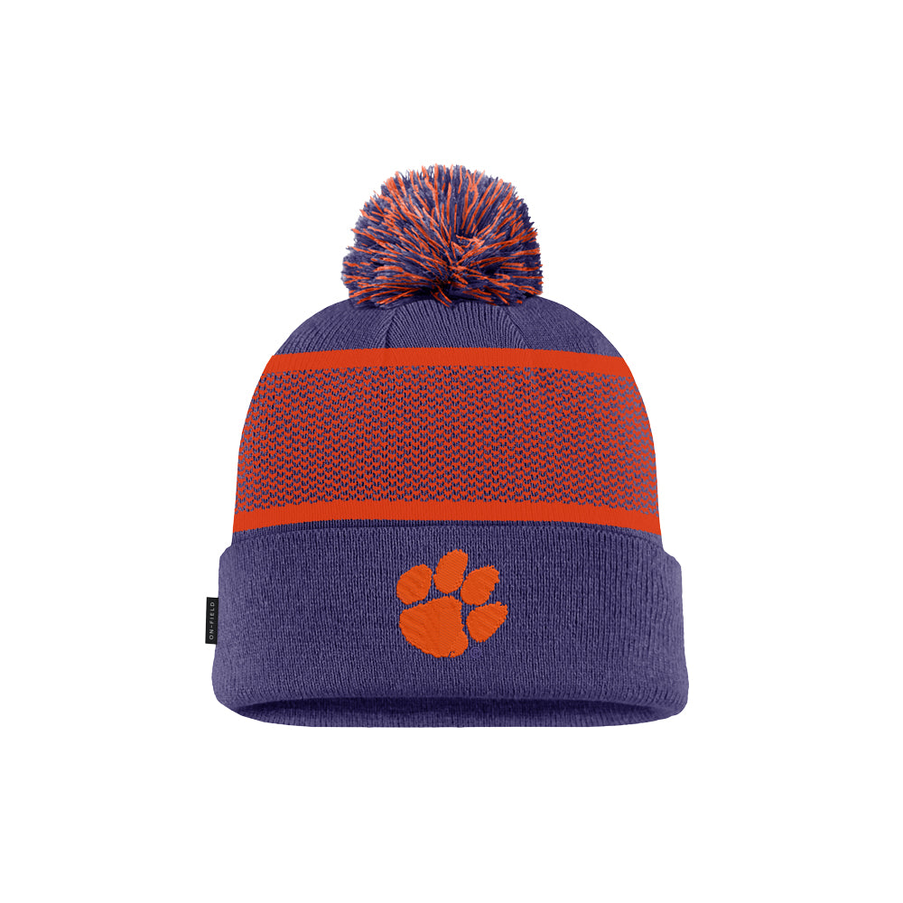 Clemson Nike Youth Team Issue Pom Beanie - ORG PUR