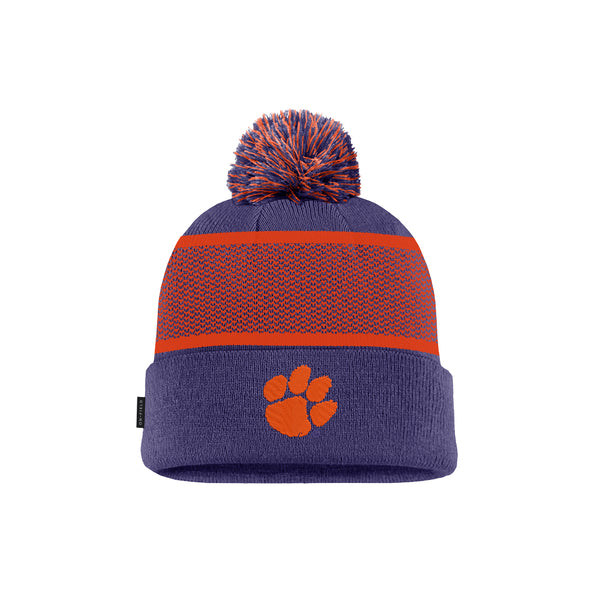 Clemson Nike Youth Team Issue Pom Beanie - ORG PUR