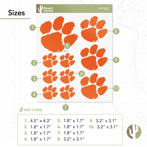 Clemson Paw Sticker Sheet