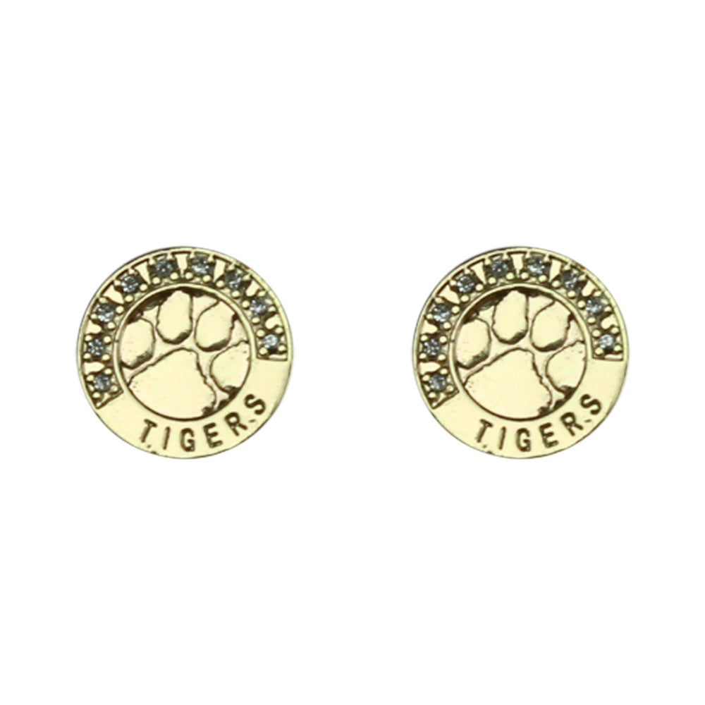 Clemson Rhinestone Paw Circle Earring