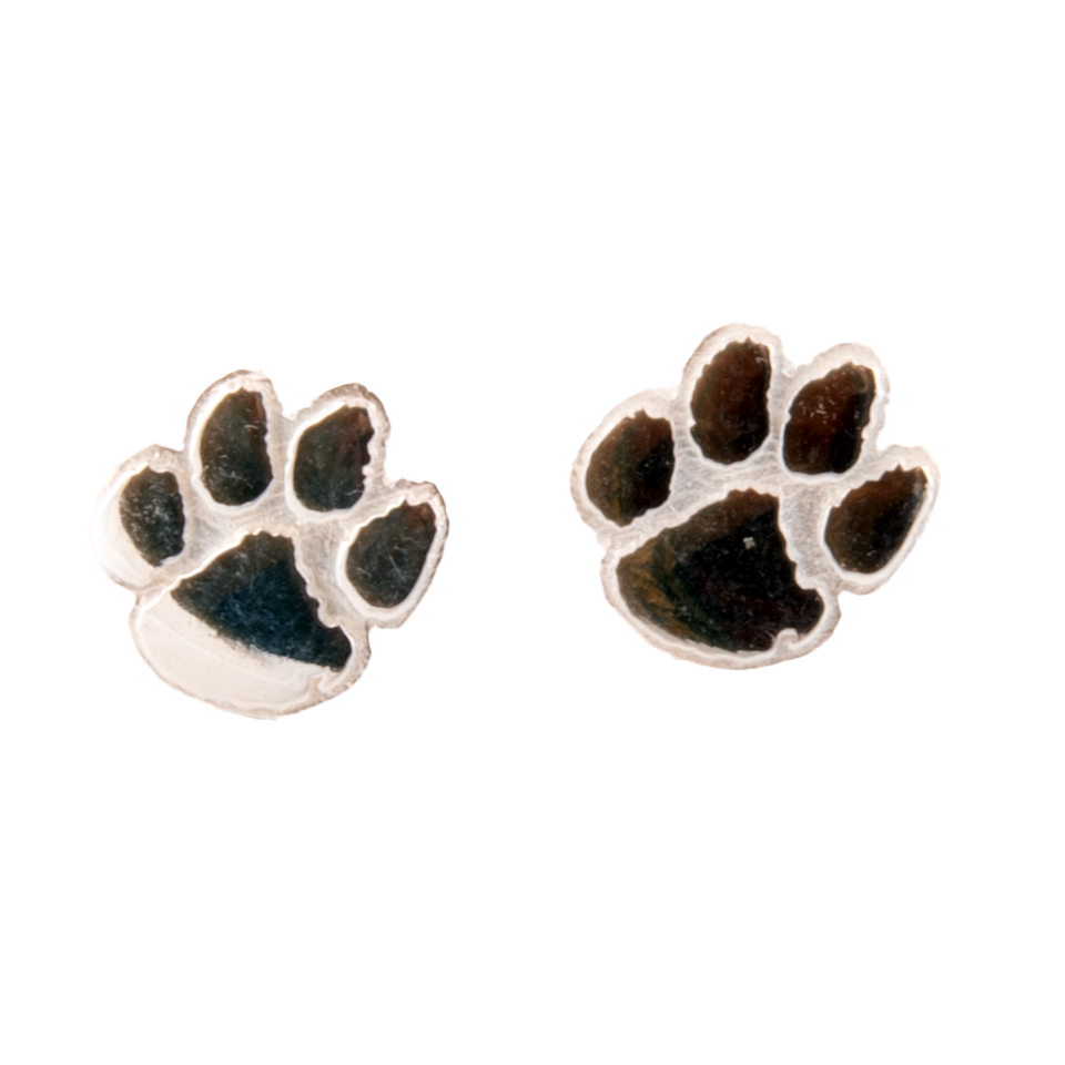 Clemson Sterling Silver Paw Post Earrings