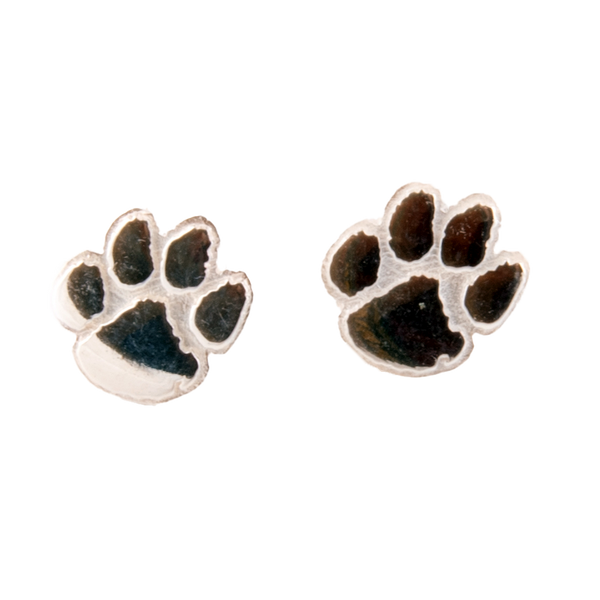 Clemson Sterling Silver Paw Post Earrings