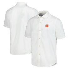Clemson Tommy Bahama Coconut Palm Vista Short Sleeve Shirt - IVORY
