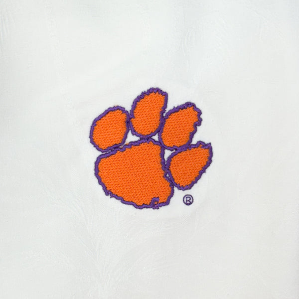 Clemson Tommy Bahama Coconut Palm Vista Short Sleeve Shirt - IVORY