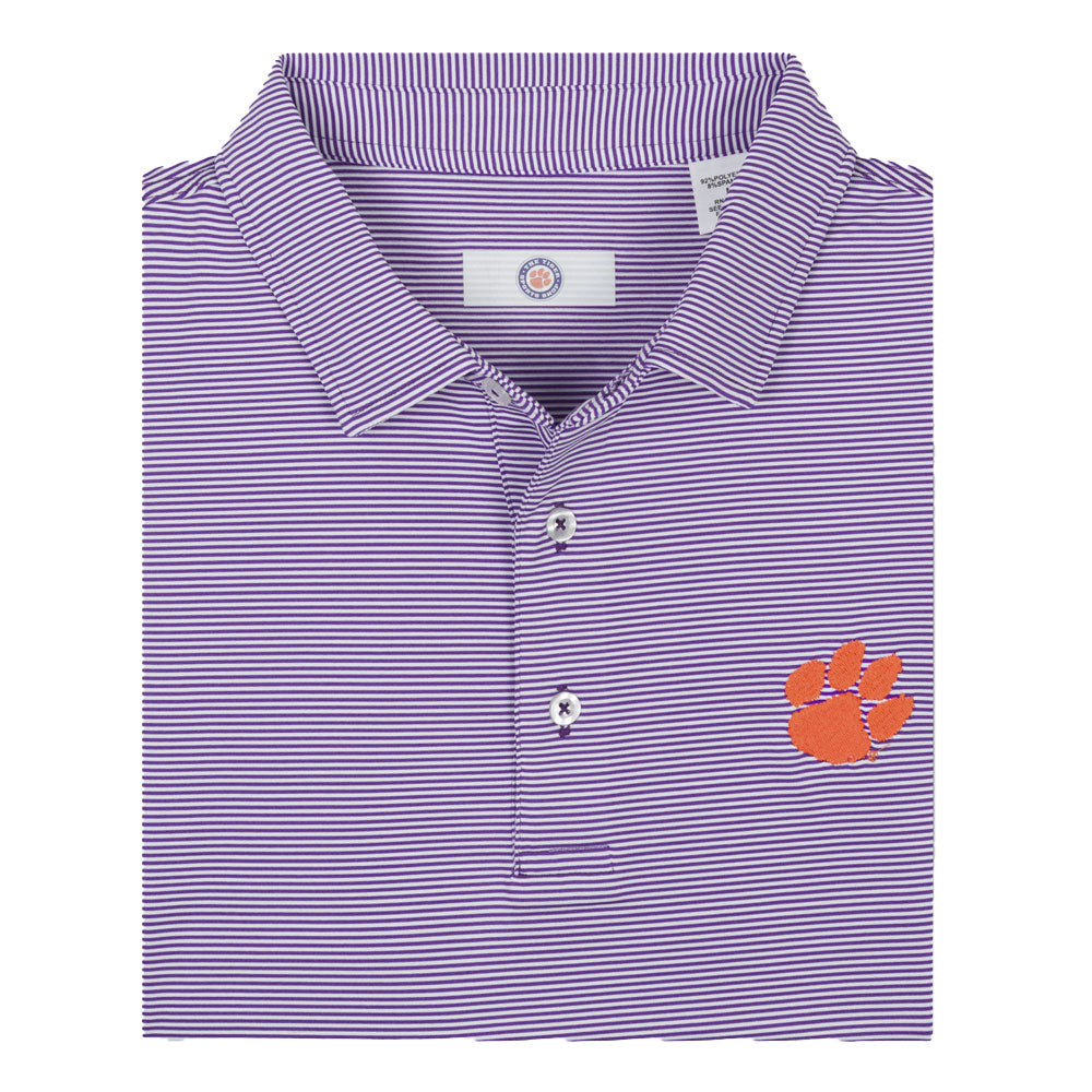 Tiger Sports Shop Two Tone Mini Stripe Polo  - PURPLE