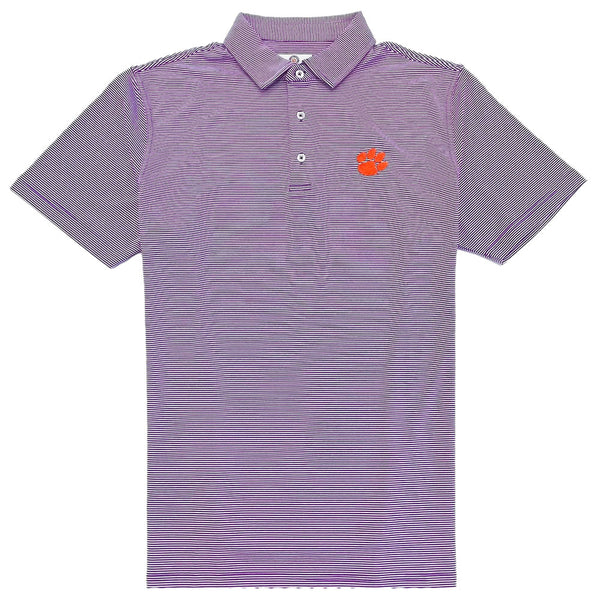 Tiger Sports Shop Two Tone Mini Stripe Polo  - PURPLE