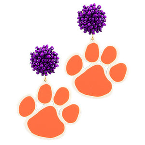 Acrylic Paw and PomPom Earrings
