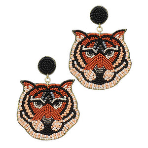 Beaded Tiger Earrings