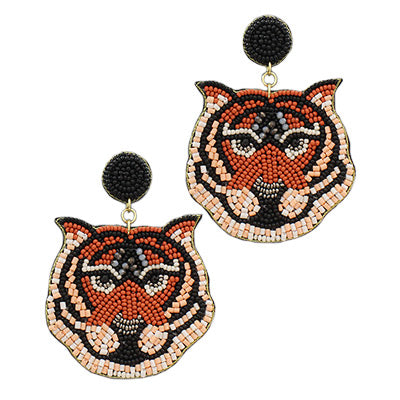 Beaded Tiger Earrings