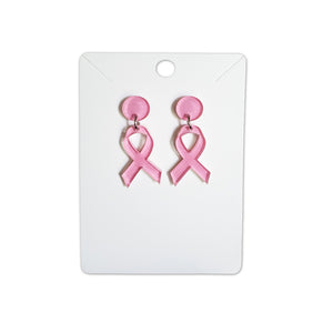 Breast Cancer Ribbon Drop Earrings