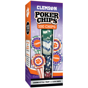 Clemson 100 Piece Poker Chip Set