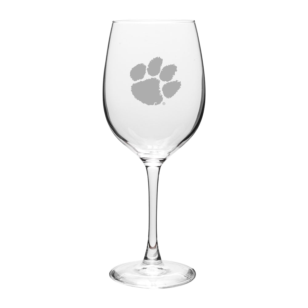 Clemson 16oz Etched Crystal Wine Glass