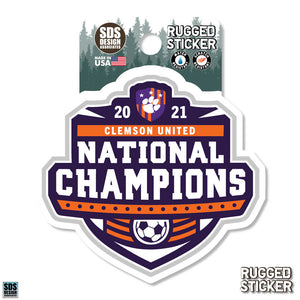 Clemson 2021 Soccer Champs Logo Rugged Decal