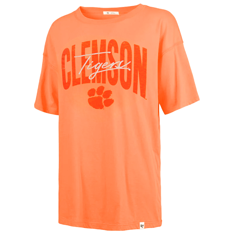 Clemson '47 Women's Luminance Muse Sadie Tee - LT ORANGE
