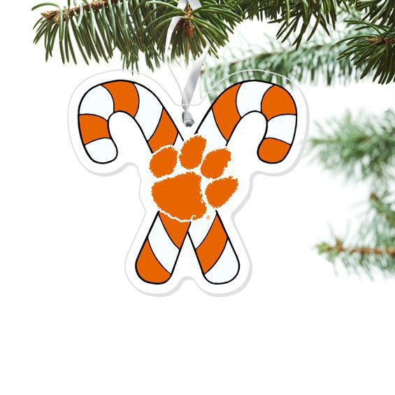 Clemson Acrylic Candy Cane Ornament