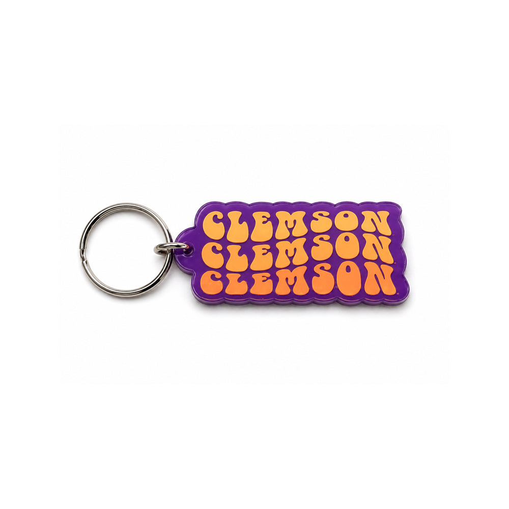 Clemson Acrylic Waves Keychain