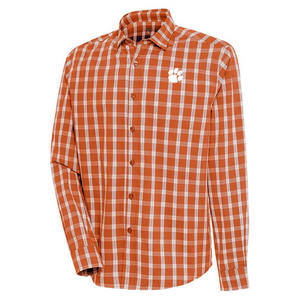 Clemson Antigua Carry Untuckit Long Sleeve Woven Dress Shirt  - ORANGE