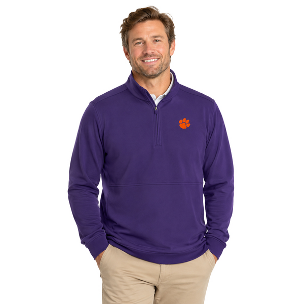 Clemson Antigua Echelon Quarter-Zip Pullover - PURPLE