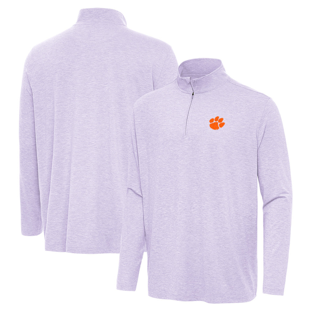 Clemson Antigua Hunk Heathered Quarter Zip - LT PURPLE