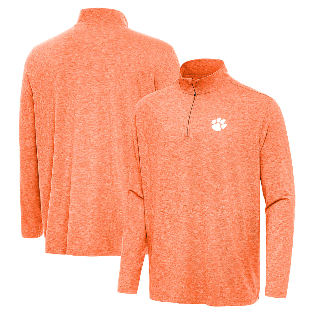 Clemson Antigua Hunk Heathered Quarter Zip - ORANGE