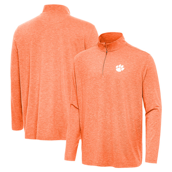 Clemson Antigua Hunk Heathered Quarter Zip - ORANGE