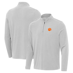 Clemson Antigua Omni Quarter-Zip Pullover - LT GREY