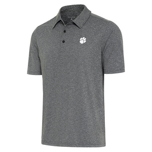 Clemson Antigua Par 3 Black Heathered Polo - BLACK