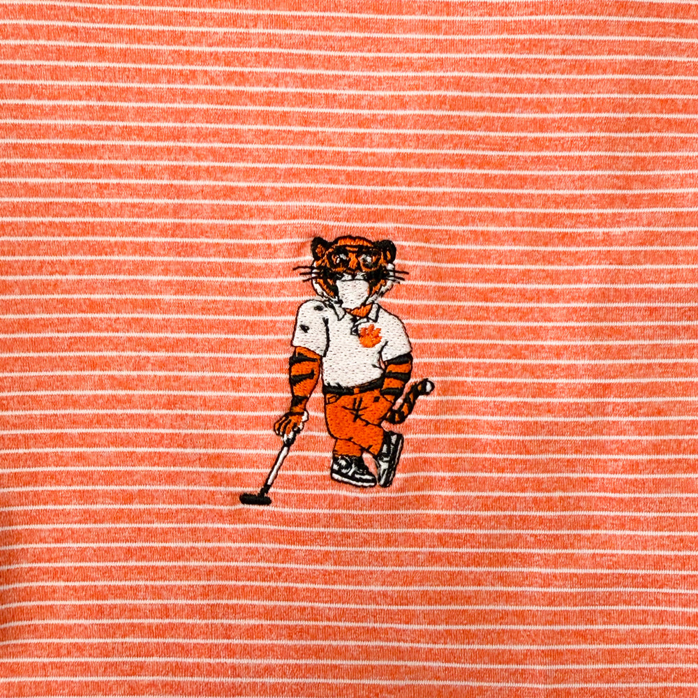 Clemson Antigua Scheme Swinging Tiger Polo - ORANGE