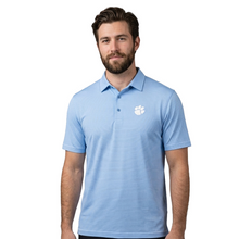 Clemson Antigua Twine Mini Stripe Polo - LT BLUE