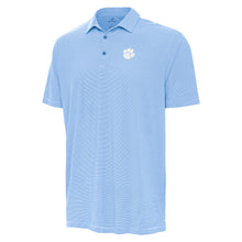 Clemson Antigua Twine Mini Stripe Polo - LT BLUE