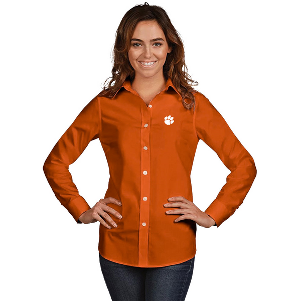 Clemson Antigua Women's Flight Long Sleeve Dress Shirt Clemson Antigua Women's Flight Long Sleeve Dress Shirt