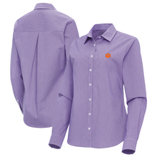Clemson Antigua Women’s Porter Woven Long Sleeve Shirt - PURPLE