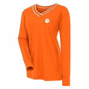 Clemson Antigua Women's Symbolic Topped Long Sleeve V-Neck Top - ORANGE