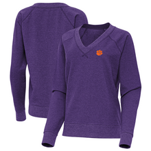 Clemson Antigua Women’s Varsity V-Neck Crew - PURPLE