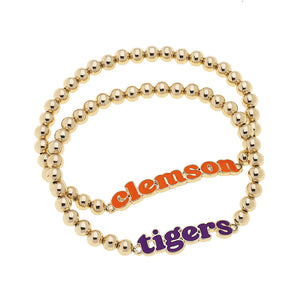 Clemson Ball Bead Bracelet Set