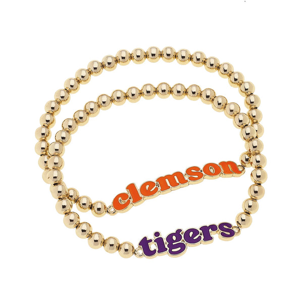 Clemson Ball Bead Bracelet Set