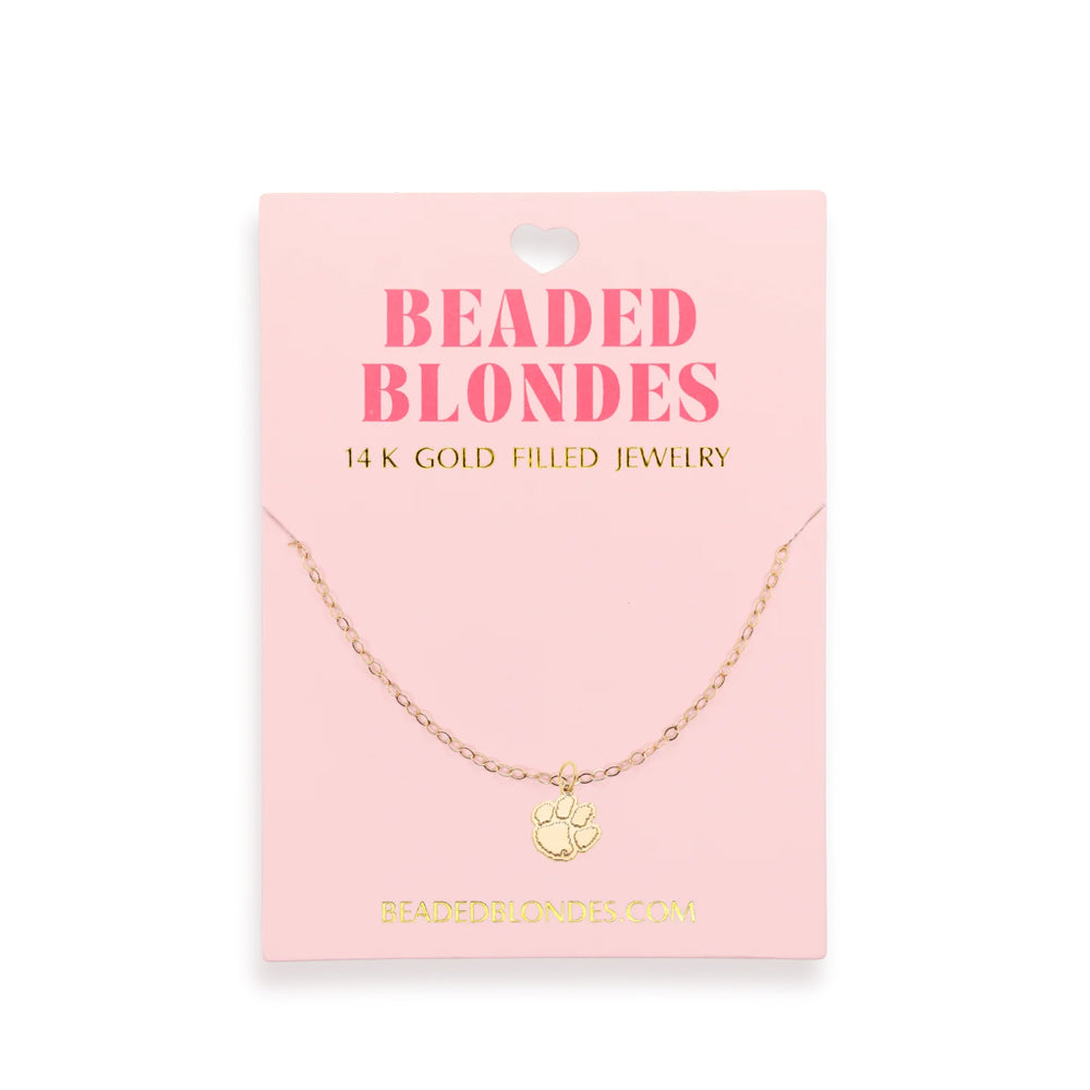 Clemson Beaded Blondes Gold Charm Necklace