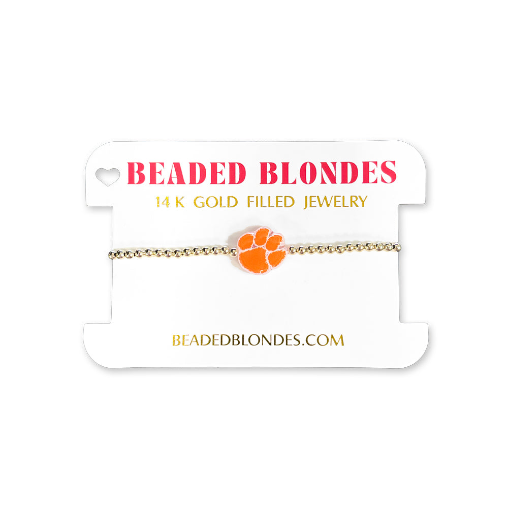 Clemson Beaded Blondes Orange Charm Bracelet