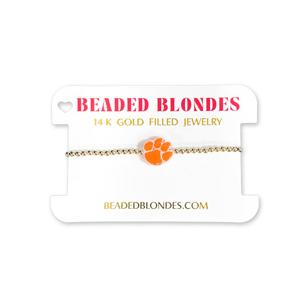 Clemson Beaded Blondes Orange Charm Bracelet