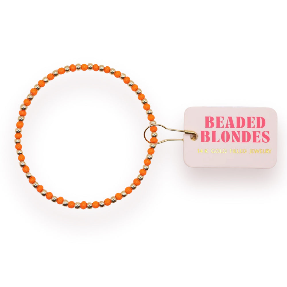 Clemson Beaded Blondes Orange Glass Bead Bracelet 