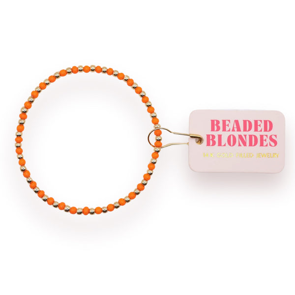 Clemson Beaded Blondes Orange Glass Bead Bracelet 