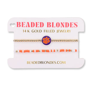 Clemson Beaded Blondes Sprinkle Bracelet Stack