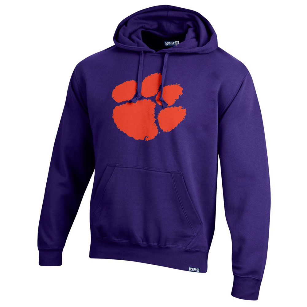 Clemson Orange And Purple Hoodie Clemson Big Cotton Paw Hood