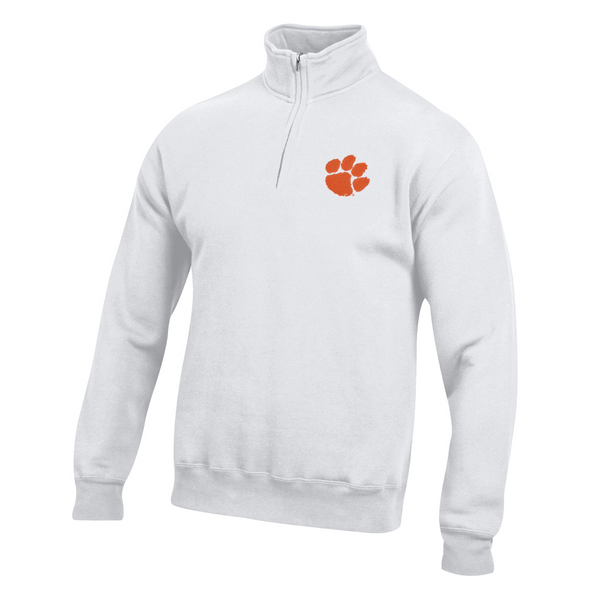 Clemson Big Cotton Quarter Zip Pullover - WHITE