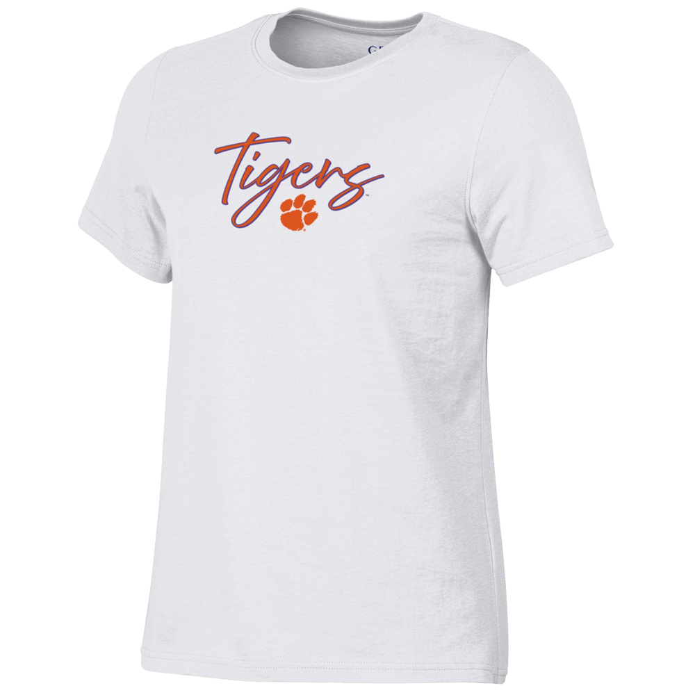 Clemson Big Cotton Women’s Ayla Crew Tee - WHITE